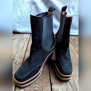 Castaner Black Suede Wedge 5.5